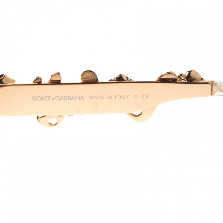 Pre Owned Dolce and Gabbana Gold/Black DG2121 Baroque Butterfly Sunglasses