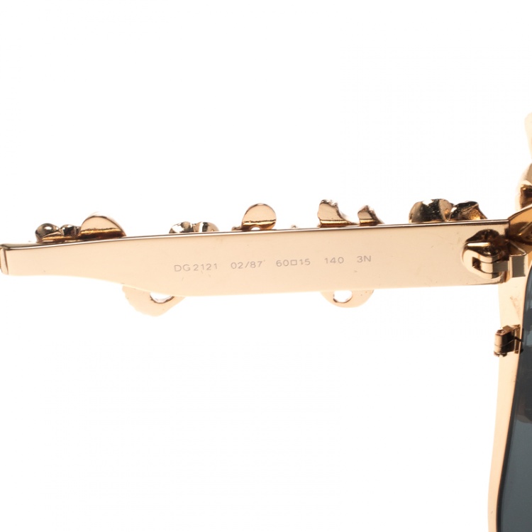 Pre Owned Dolce and Gabbana Gold/Black DG2121 Baroque Butterfly Sunglasses