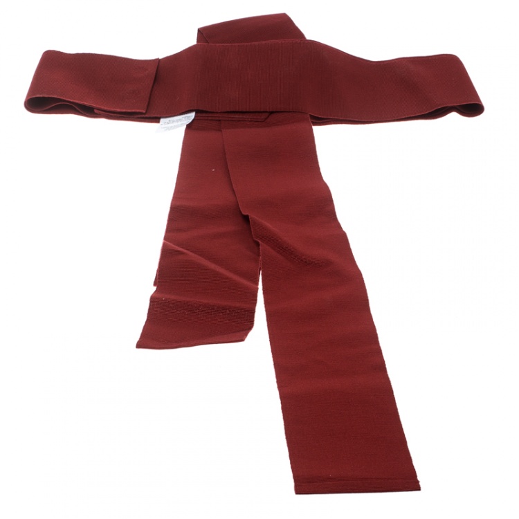 مملوكة مسبقًا Dolce and Gabbana Red Grosgrain Embellished Bow Waist Belt Size 44