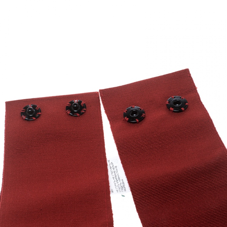 مملوكة مسبقًا Dolce and Gabbana Red Grosgrain Embellished Bow Waist Belt Size 44