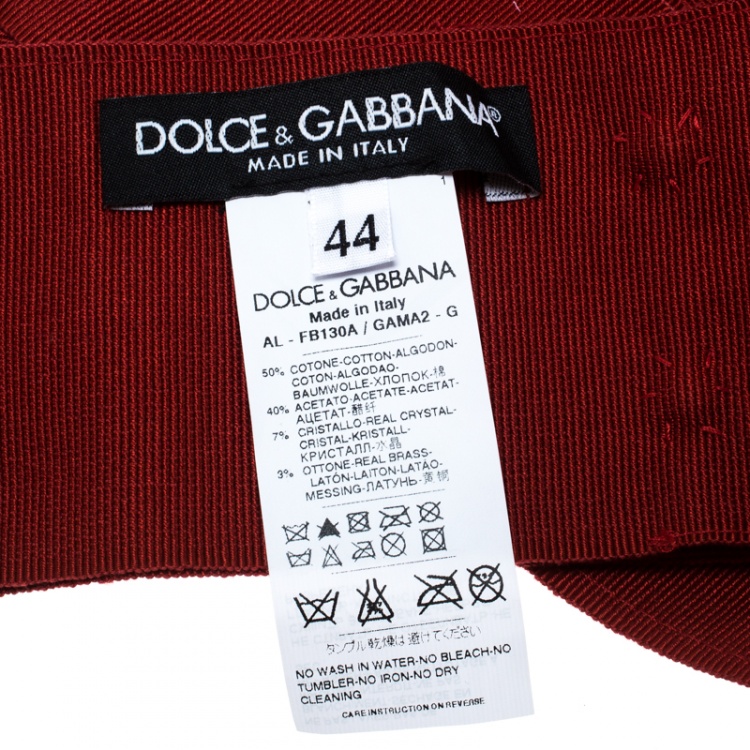 مملوكة مسبقًا Dolce and Gabbana Red Grosgrain Embellished Bow Waist Belt Size 44