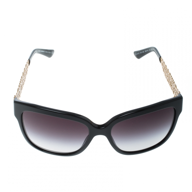 Pre Owned Dolce & Gabbana Black Gradient DG 4212 Filigree Cat Eye Sunglasses