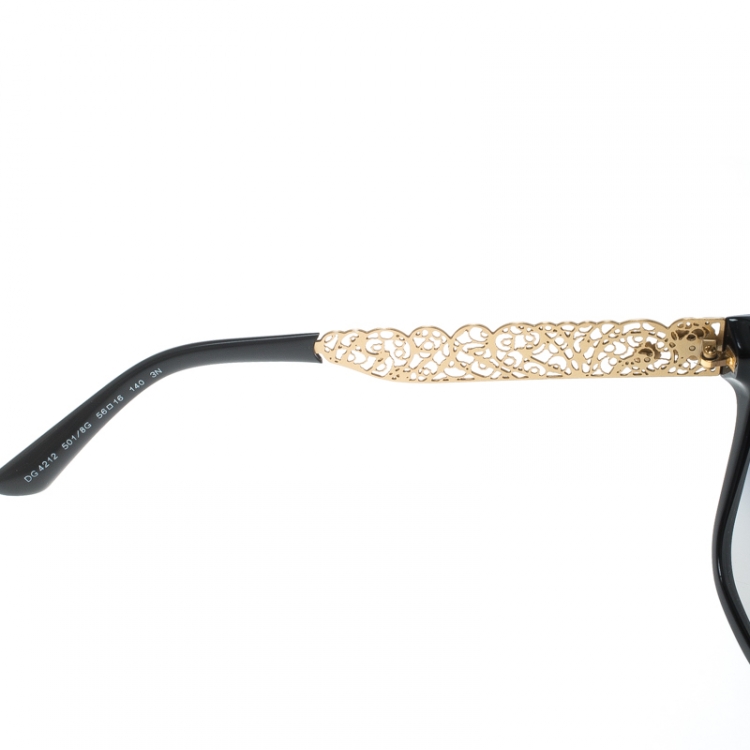 Pre Owned Dolce & Gabbana Black Gradient DG 4212 Filigree Cat Eye Sunglasses