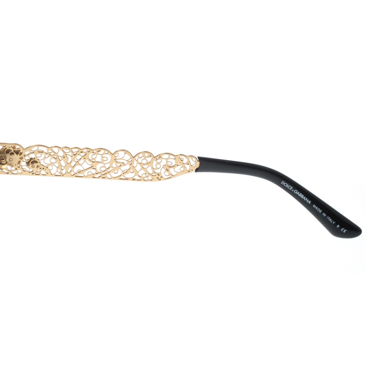 Pre Owned Dolce & Gabbana Black Gradient DG 4212 Filigree Cat Eye Sunglasses