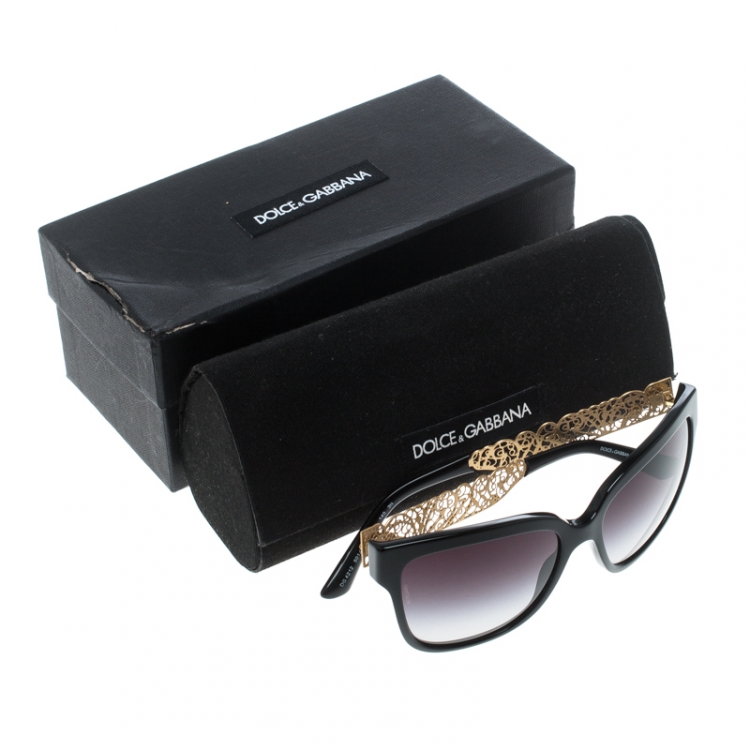 Pre Owned Dolce & Gabbana Black Gradient DG 4212 Filigree Cat Eye Sunglasses