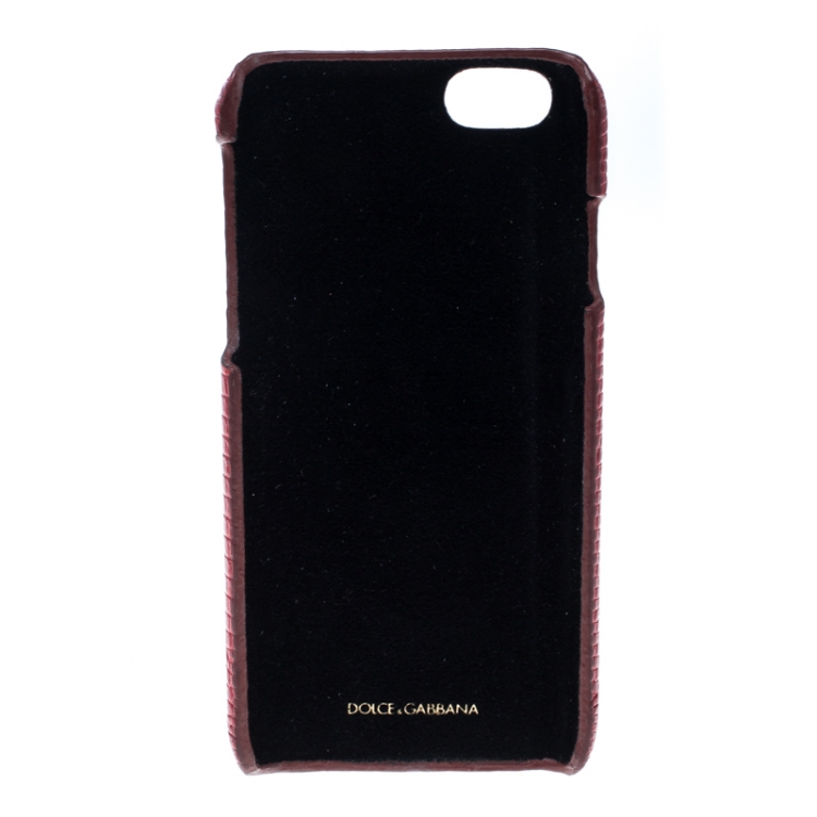 Pre Owned Dolce and Gabbana Red Floral Crystal Embellished iPhone 6 Case