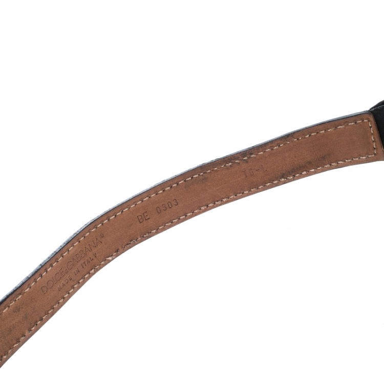 Pre Owned Dolce & Gabbana Black Leather Embellished Belt One Size