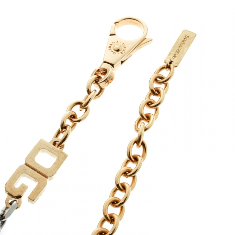 Pre Owned Dolce and Gabbana Two Tone Chain Link Belt