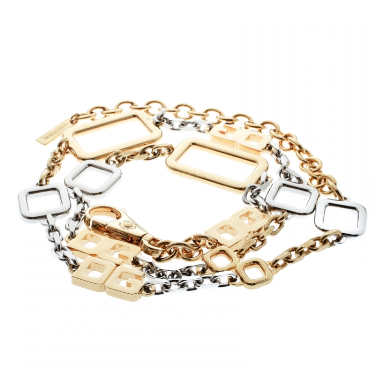 Pre Owned Dolce and Gabbana Two Tone Chain Link Belt