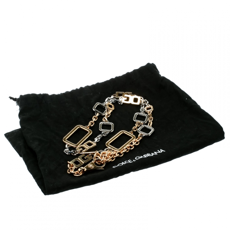 Pre Owned Dolce and Gabbana Two Tone Chain Link Belt