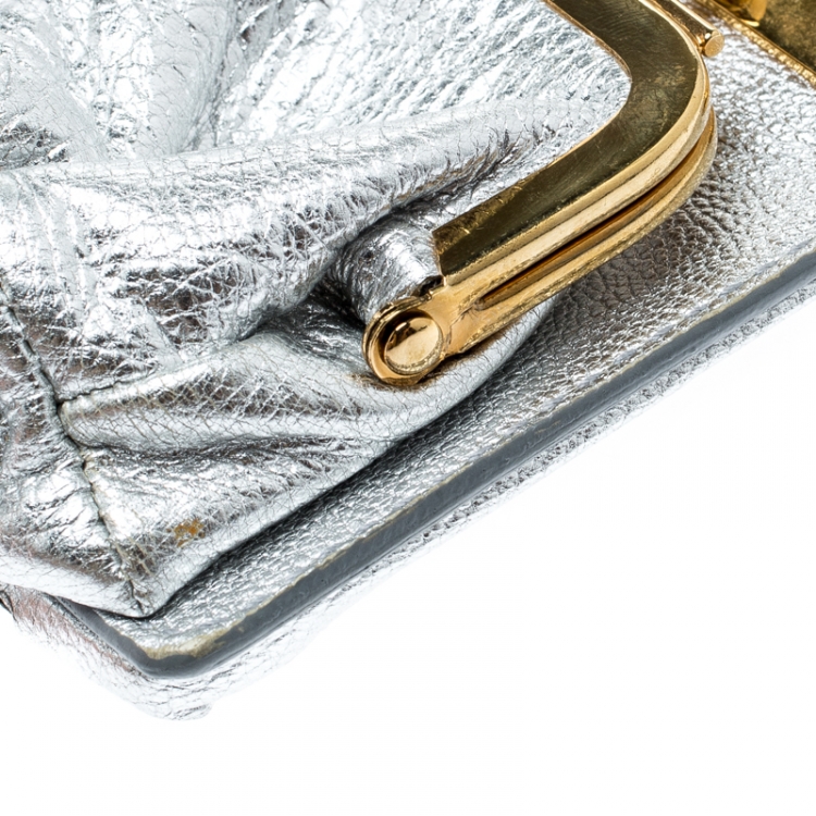 Pre Owned Dolce and Gabbana Silver Leather and PVC iPhone Case and Coin Purse