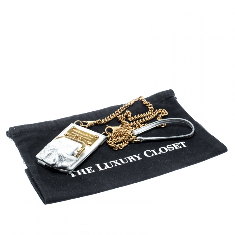 Pre Owned Dolce and Gabbana Silver Leather and PVC iPhone Case and Coin Purse