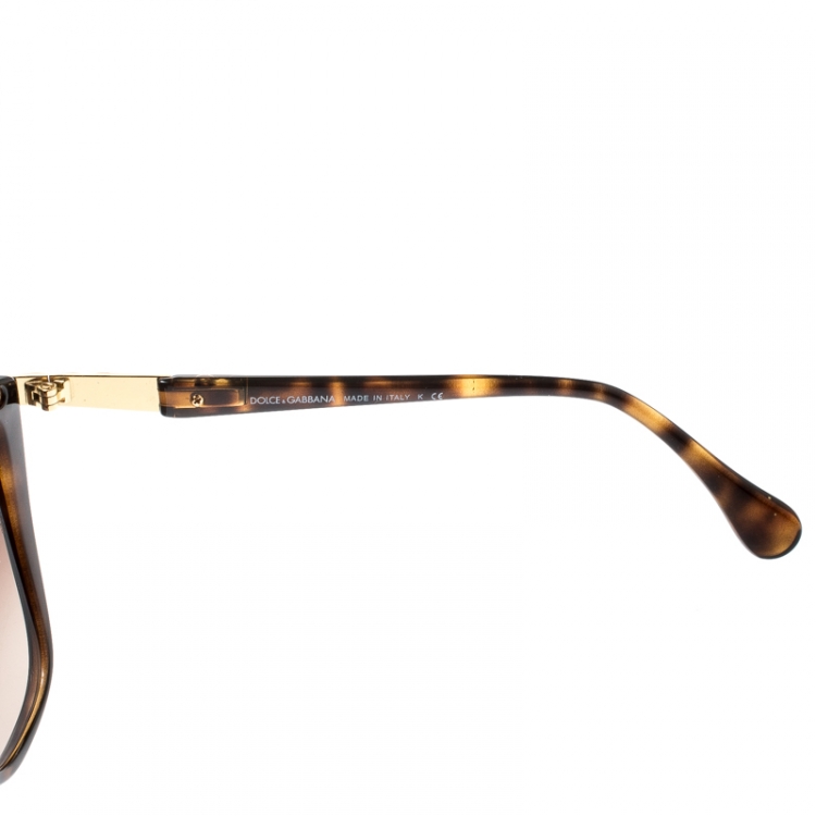 Pre Owned Dolce and Gabbana Havana/Brown Gradient DD 8096 Cat Eye Sunglasses