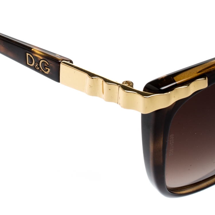 Pre Owned Dolce and Gabbana Havana/Brown Gradient DD 8096 Cat Eye Sunglasses