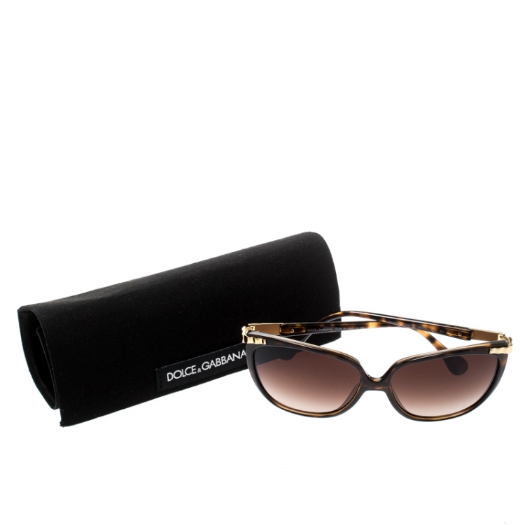 Pre Owned Dolce and Gabbana Havana/Brown Gradient DD 8096 Cat Eye Sunglasses