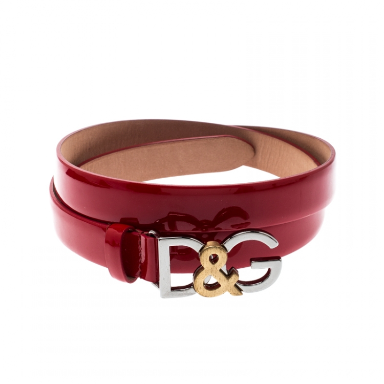 Dolce and Gabbana Red Patent Leather D&G Buckle Belt 85CM Dolce & Gabbana |  TLC