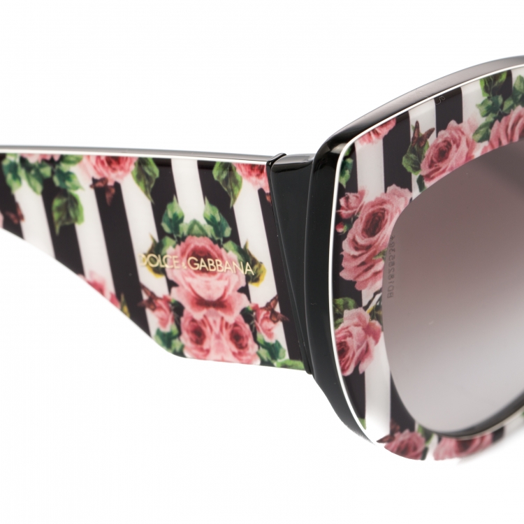 Pre Owned Dolce & Gabbana Rose Printed/ Black Gradient DG4321-F Rose Collection Cat Eye Sungalsses