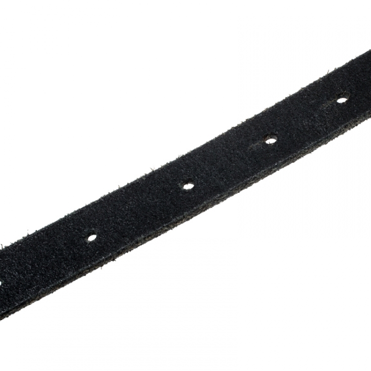 Pre Owned Dolce And Gabbana Black Leather Logo Belt 90CM