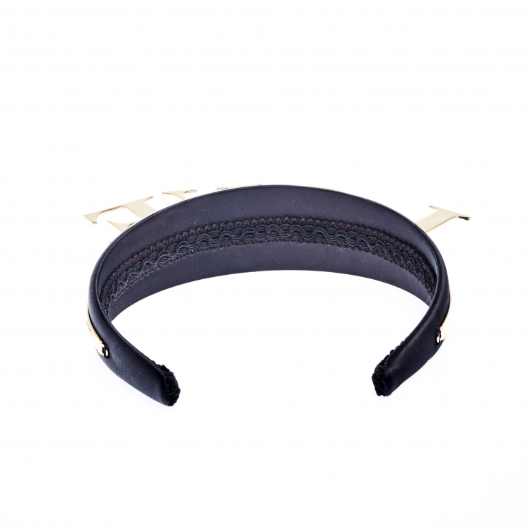 Pre Owned Dolce and Gabbana Love Black Gold Tone Headband