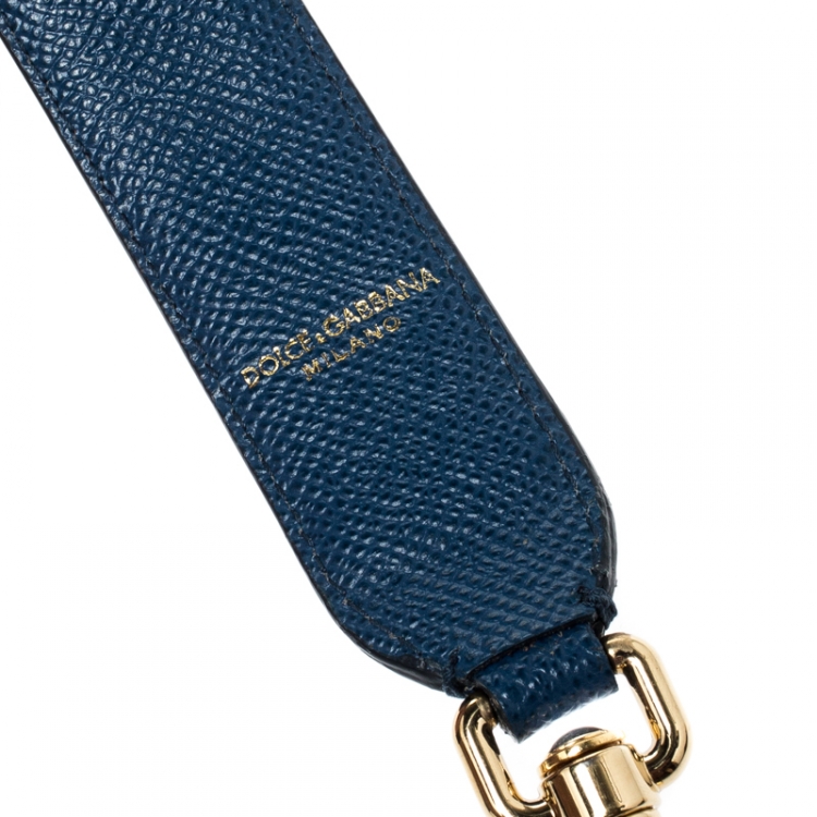 Pre Owned Dolce and Gabbana Blue Studded Bag Strap