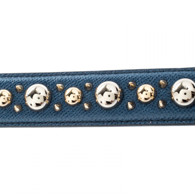 Pre Owned Dolce and Gabbana Blue Studded Bag Strap