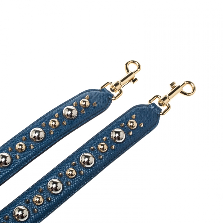 Pre Owned Dolce and Gabbana Blue Studded Bag Strap