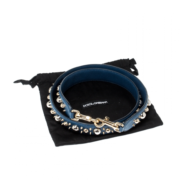 Pre Owned Dolce and Gabbana Blue Studded Bag Strap