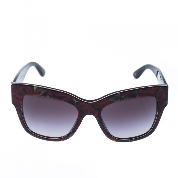 Pre Owned Dolce & Gabbana Floral/ Grey Gradient DG 4231 Wayfarer Sunglasses
