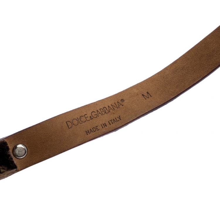 Pre Owned Dolce and Gabbana Brown Leather Silver Tone Choker Necklace
