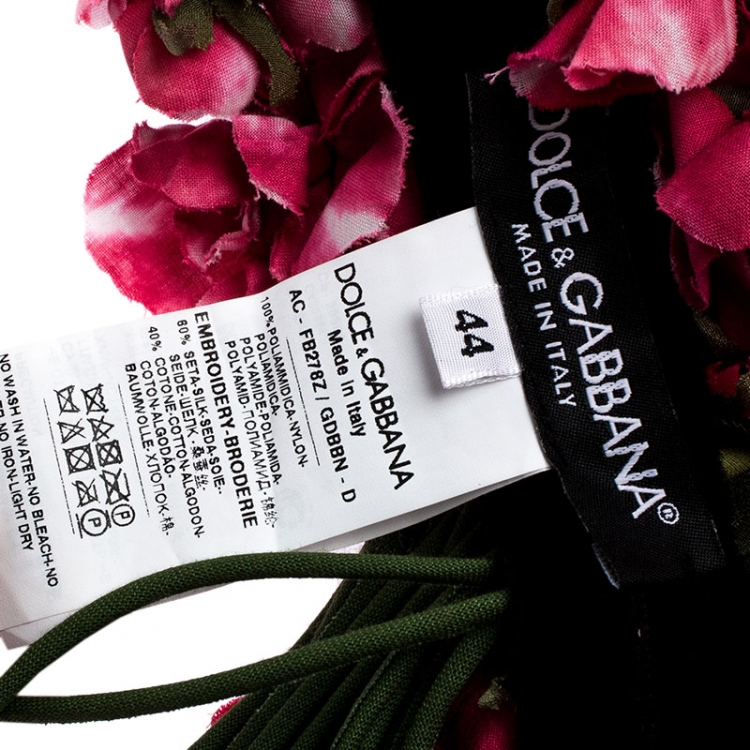 Pre Owned Dolce and Gabbana Black Velvet Floral Applique Detail Tie Belt
