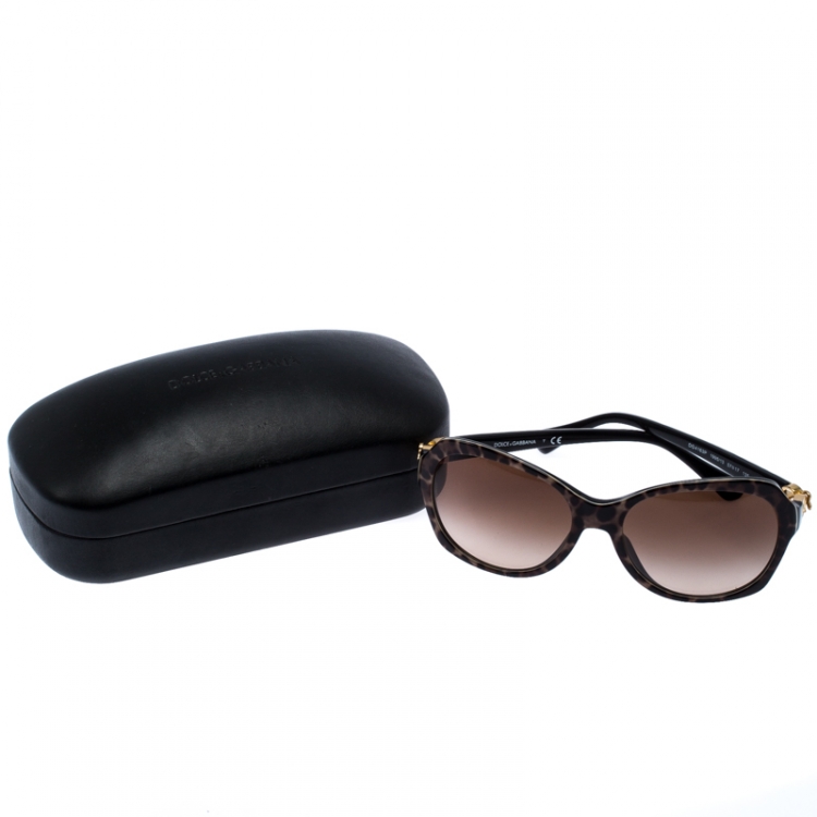 Pre Owned Dolce & Gabbana Brown Leopard Print Gradient DG4163P Square Sunglasses