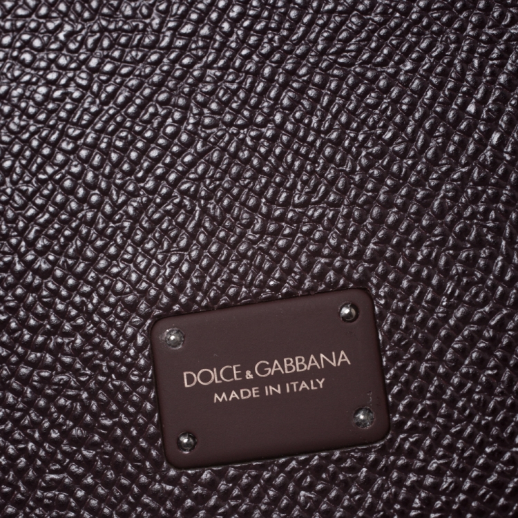 Pre Owned Dolce and Gabbana Navy Burgundy Leather iPhone 7/8 Plus Case