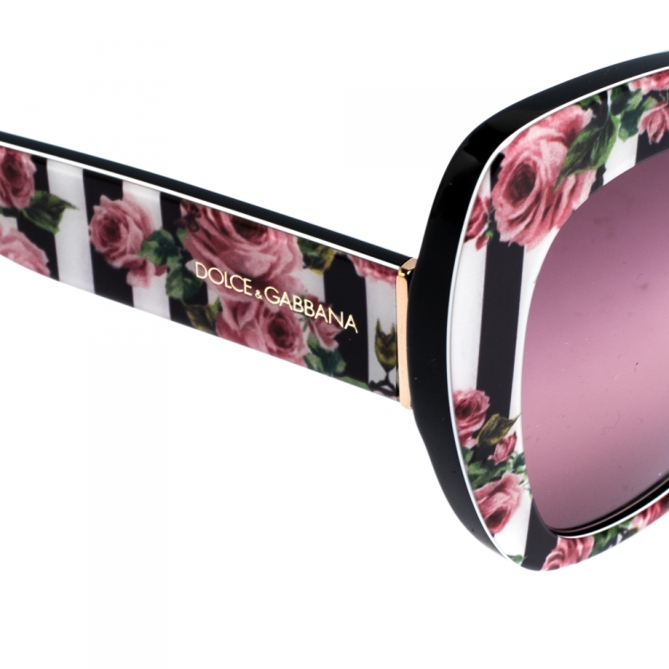 Pre Owned Dolce & Gabbana Floral Print/Pink DG4319 Cat-Eye Sunglasses