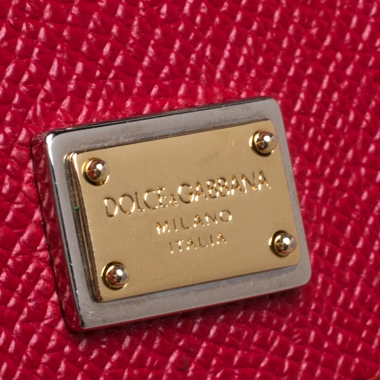 مملوكة مسبقًا Dolce and Gabbana Red Leather Miss Sicily Crossbody Phone Holder 