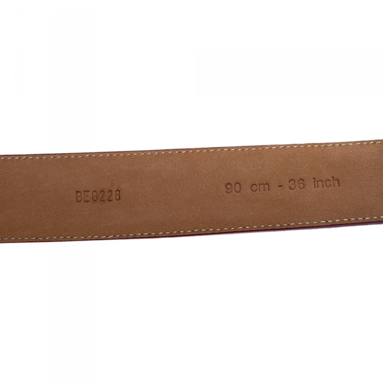 Pre Owned Dolce & Gabbana Fuschia Eel Logo Plaque Belt Size 90CM