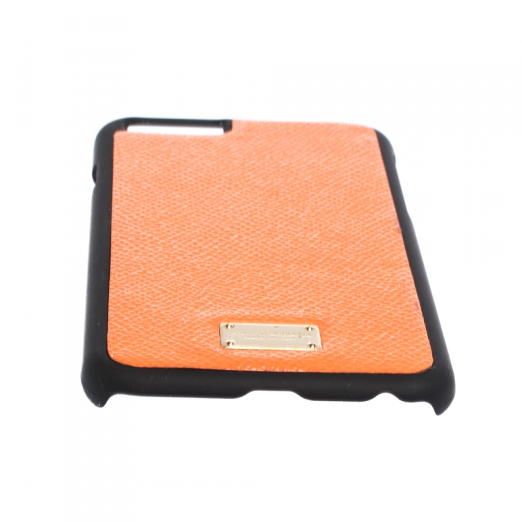 مملوكة مسبقًا Dolce & Gabbana Orange/Black Leather iPhone 6 Case