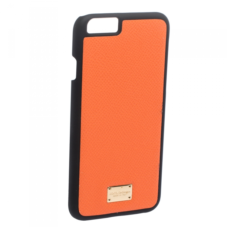 مملوكة مسبقًا Dolce & Gabbana Orange/Black Leather iPhone 6 Case