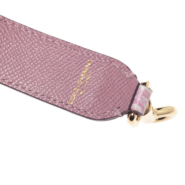 Pre Owned Dolce & Gabbana Floral Print Leather Studded Bag Strap