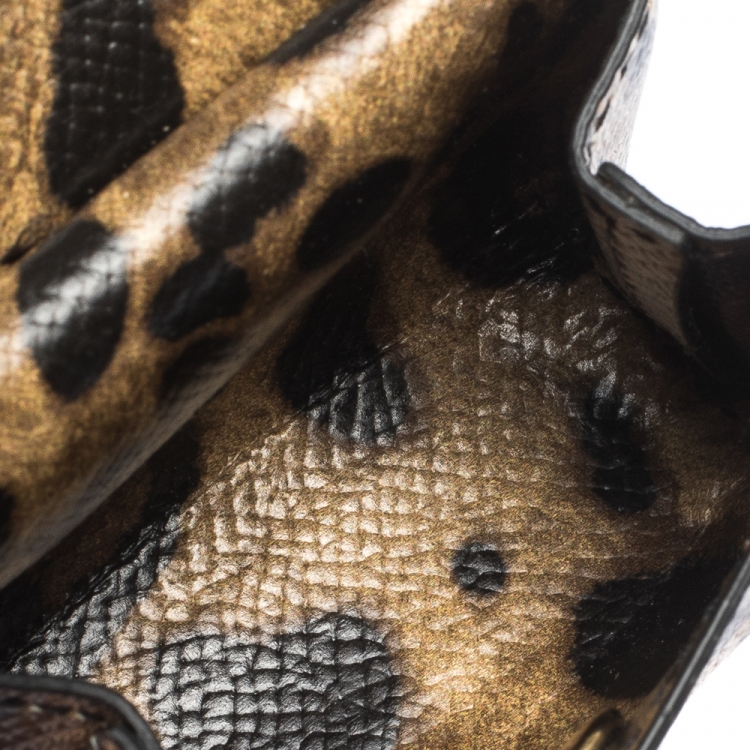 Pre Owned Dolce & Gabbana Leopard Print Leather Miss Sicily Key Chain