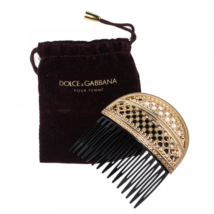 Pre Owned Dolce & Gabbana Gold Tone Hair Comb