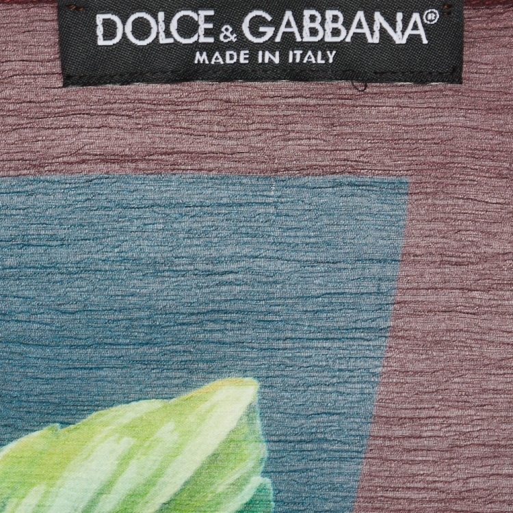 Pre Owned Dolce & Gabbana Multicolor Floral Printed Silk Crepe Scarf
