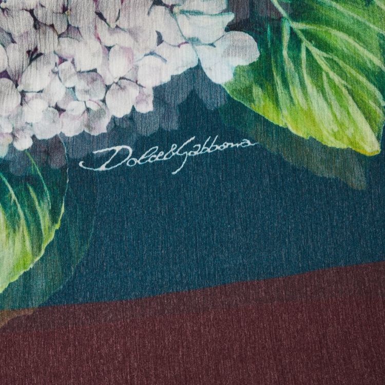 Pre Owned Dolce & Gabbana Multicolor Floral Printed Silk Crepe Scarf