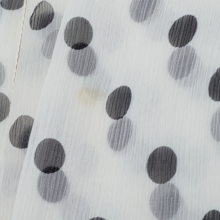 Pre Owned Dolce & Gabbana White Polka Dot Plisse Silk Scarf