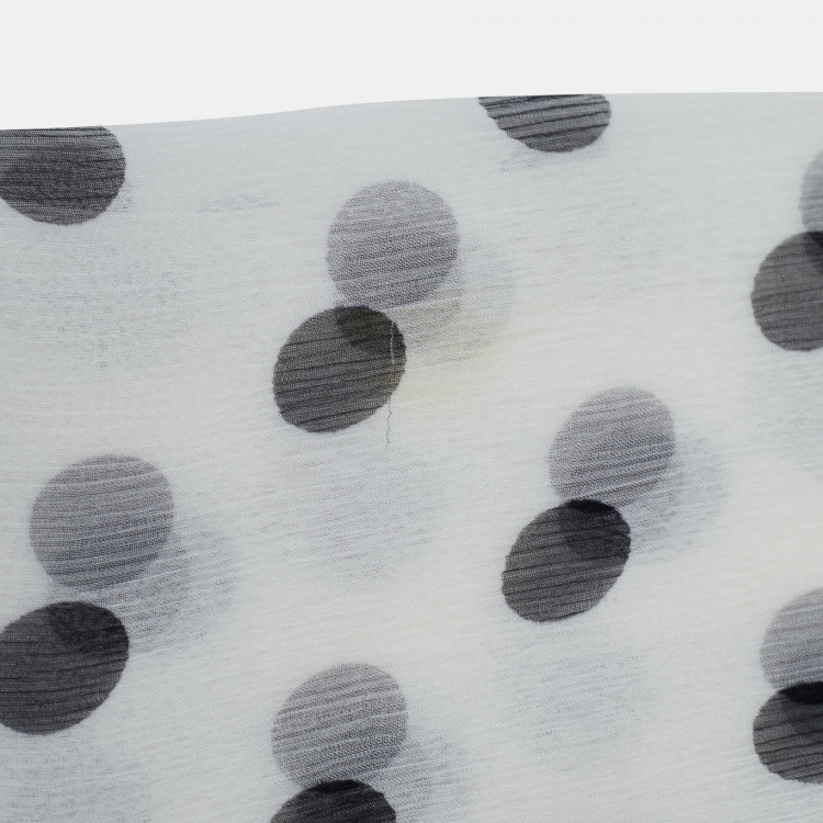 Pre Owned Dolce & Gabbana White Polka Dot Plisse Silk Scarf