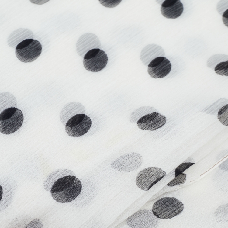 Pre Owned Dolce & Gabbana White Polka Dot Plisse Silk Scarf