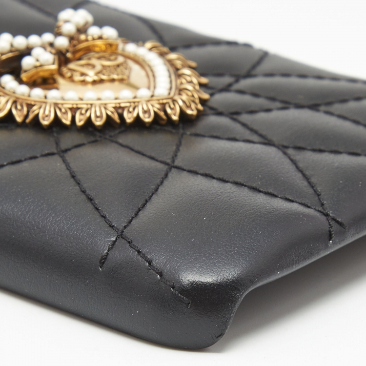 Pre Owned Dolce & Gabbana Black Leather Sacred Heart XS Max iPhone Case