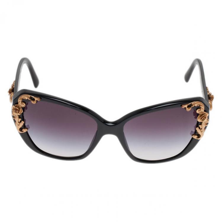 Pre Owned Dolce and Gabbana Black Sicilian Baroque Sunglasses