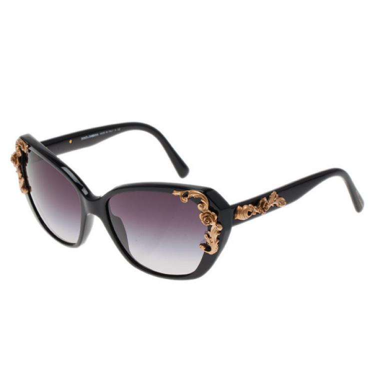 Pre Owned Dolce and Gabbana Black Sicilian Baroque Sunglasses