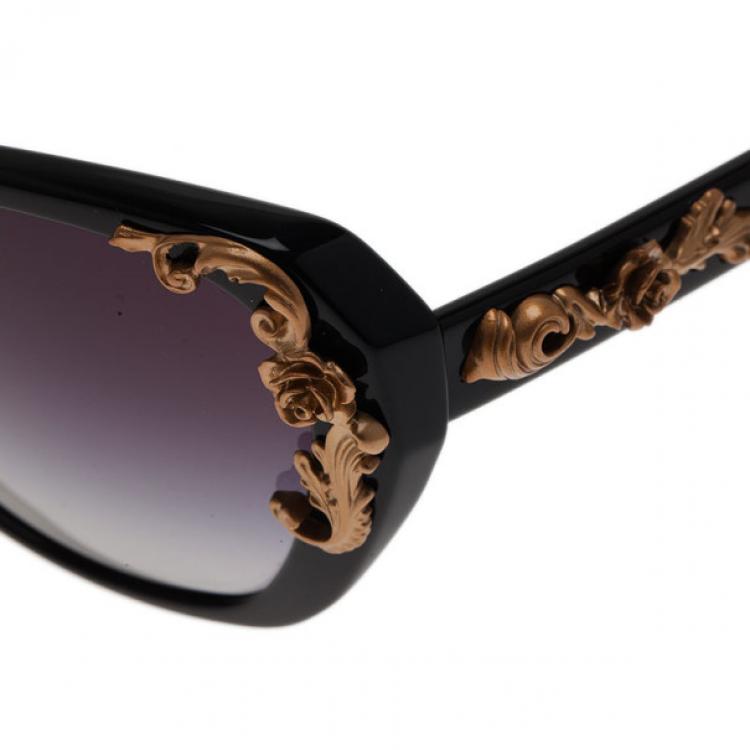 Pre Owned Dolce and Gabbana Black Sicilian Baroque Sunglasses