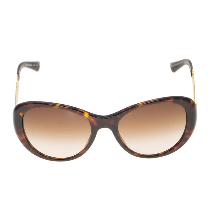 Pre Owned Dolce and Gabbana Havana DG4212 Filigree Cat Eye Sunglasses